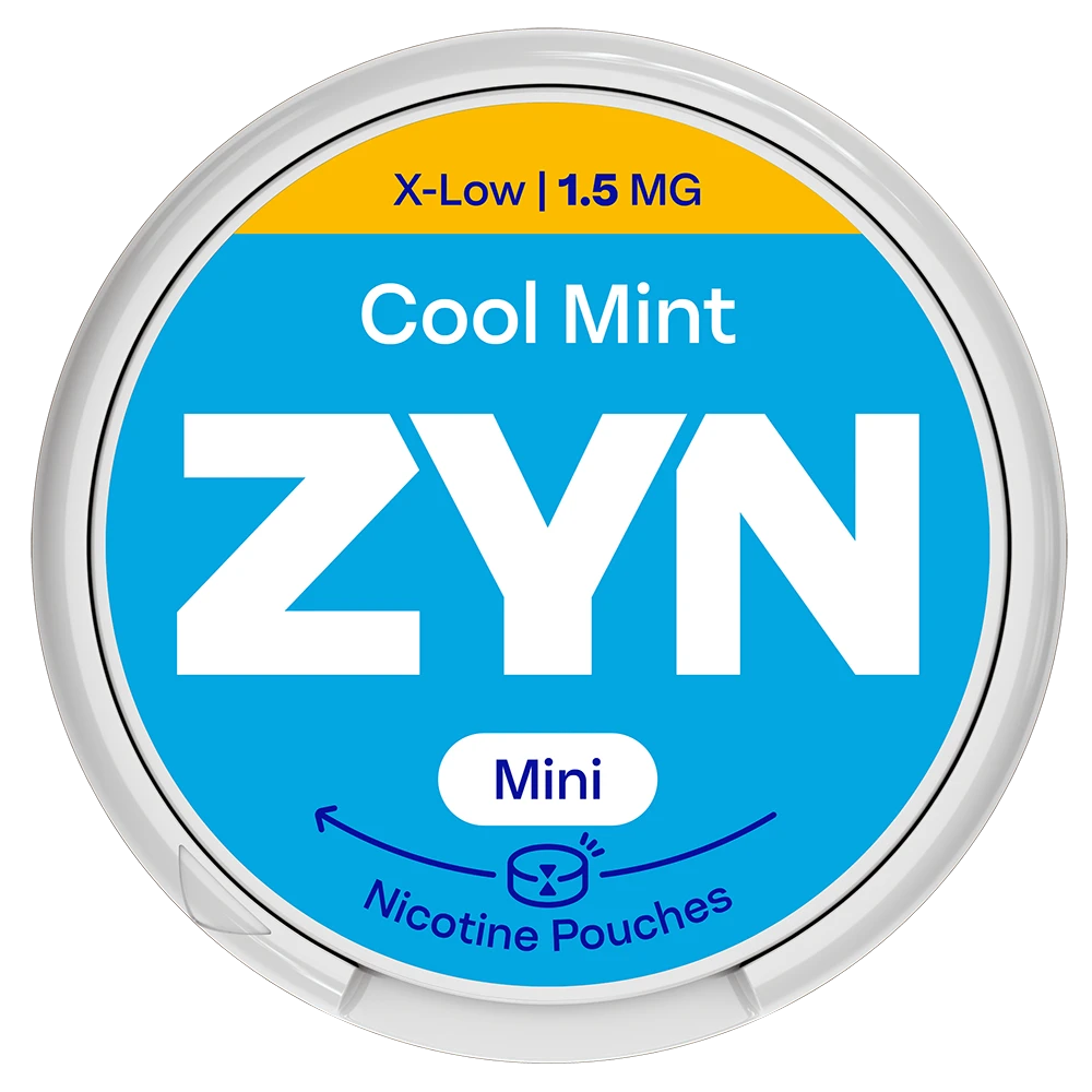Embalagem de ZYN Cool Mint X-Low 1,5 MG Mini vista de frente.